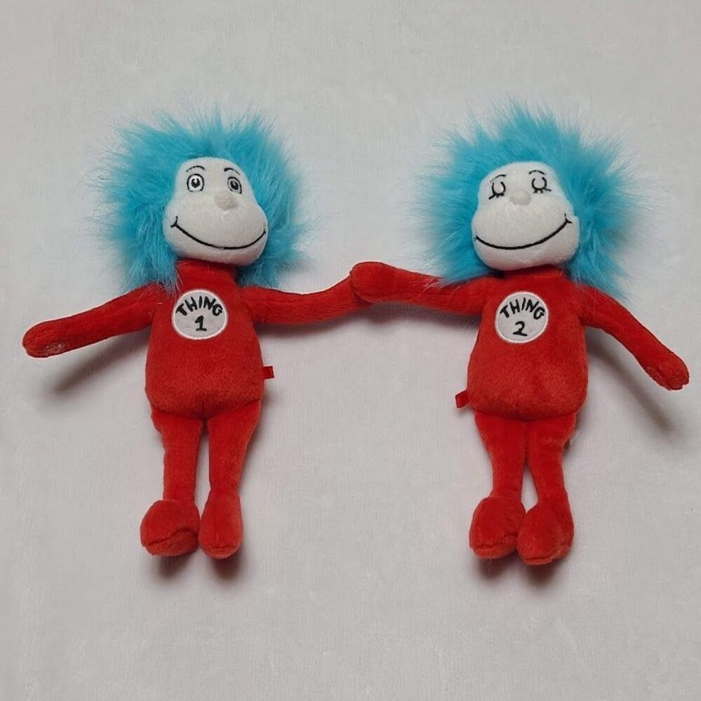 Dr Seuss Thing 1 & 2 Cat In The Hat 10" Plush Stuffed Dolls 2016 Manhattan Toy - Picture 2 of 12
